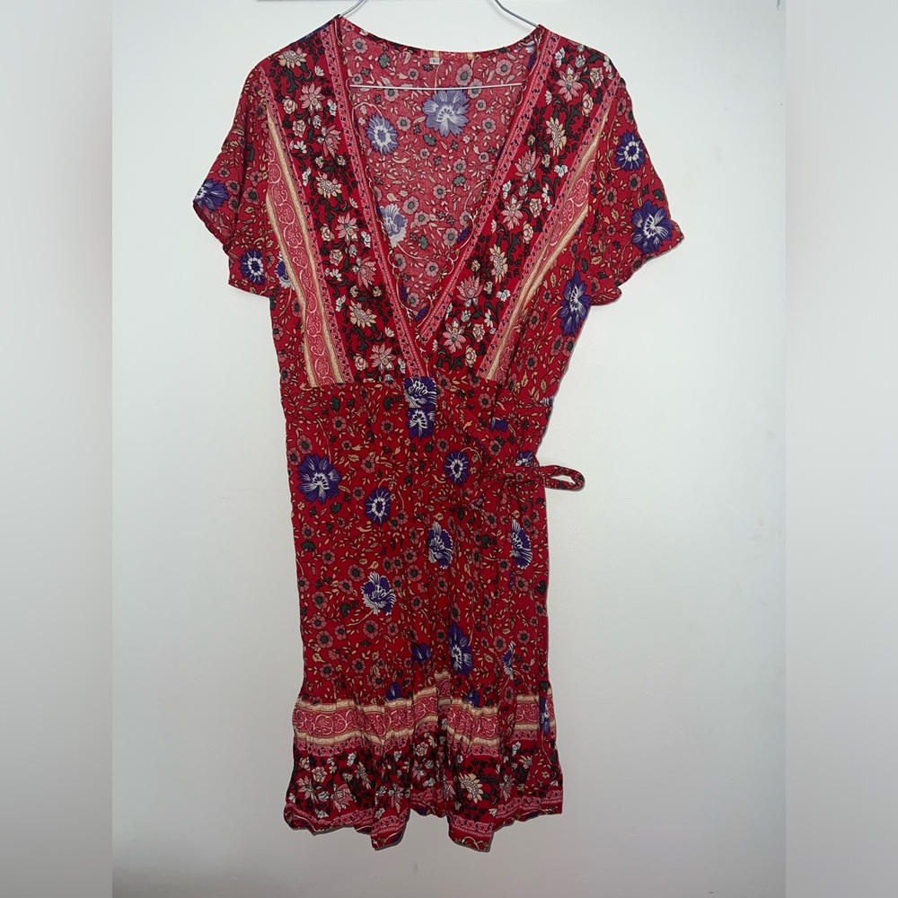Women’s boho short wrap dress